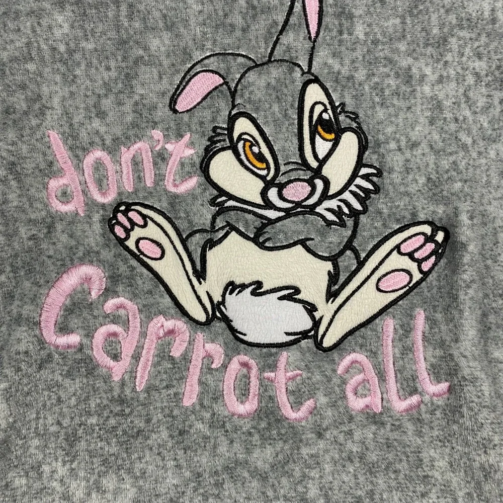 Disney Thumper Pajama Top Womens S Small Grey Long Sleeve Fleece Sleep Shirt - Picture 7 of 15